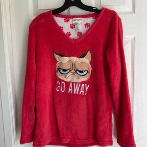 Grumpy Cat Women’s Red Sleepwear Fleece Cozy PJ small